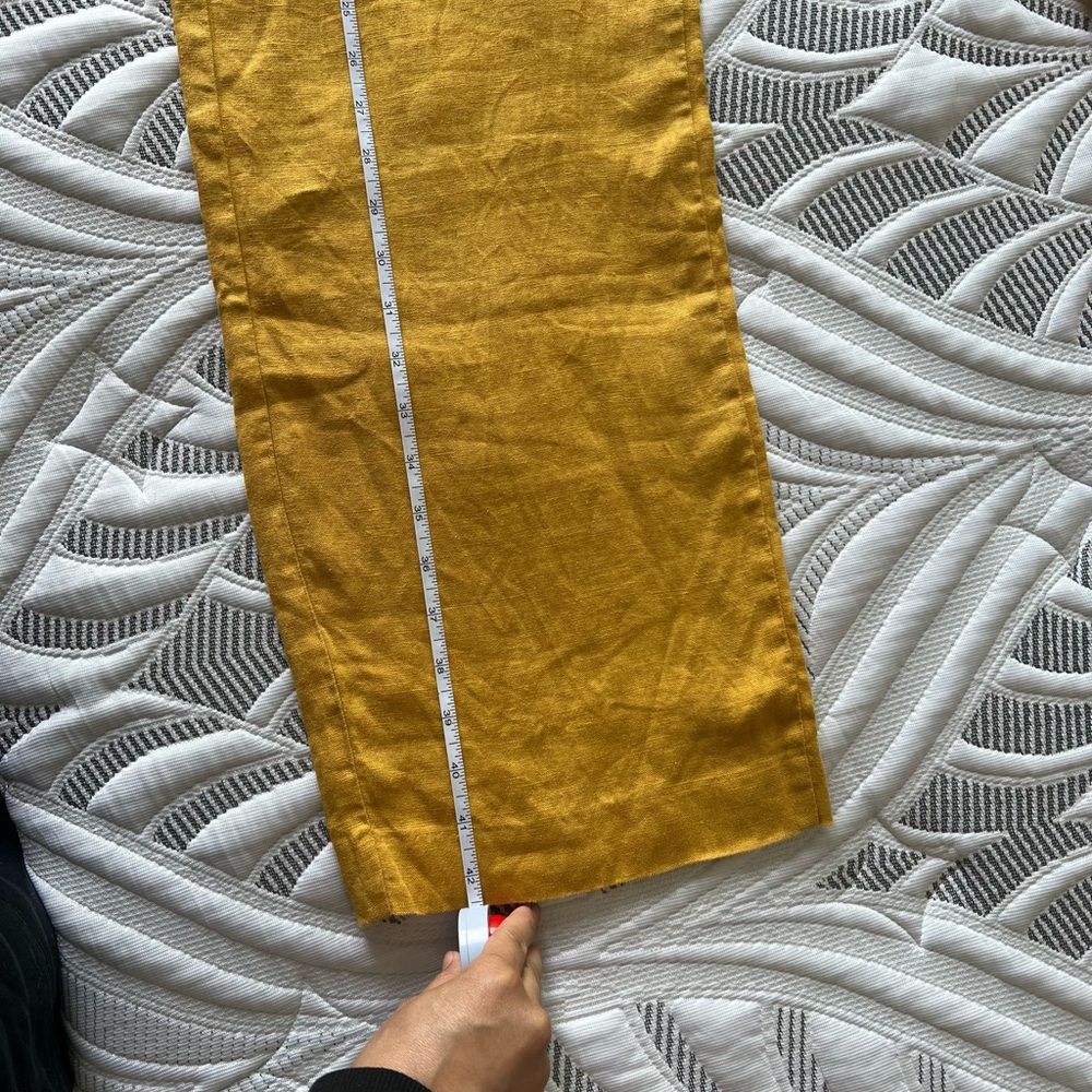 Zara Linen High-Waisted Women's Mustard Pants - Picture 8 of 8